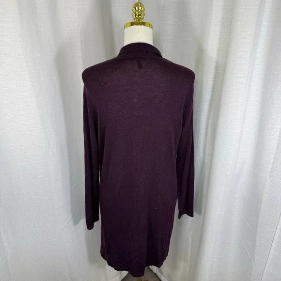 Eileen Fisher Womens Sweater Medium Open Cardigan Tencel Wool Lightweight Office - Picture 3 of 11